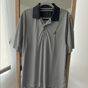 Cutter & Buck Black and White Polo Shirt with Stripes